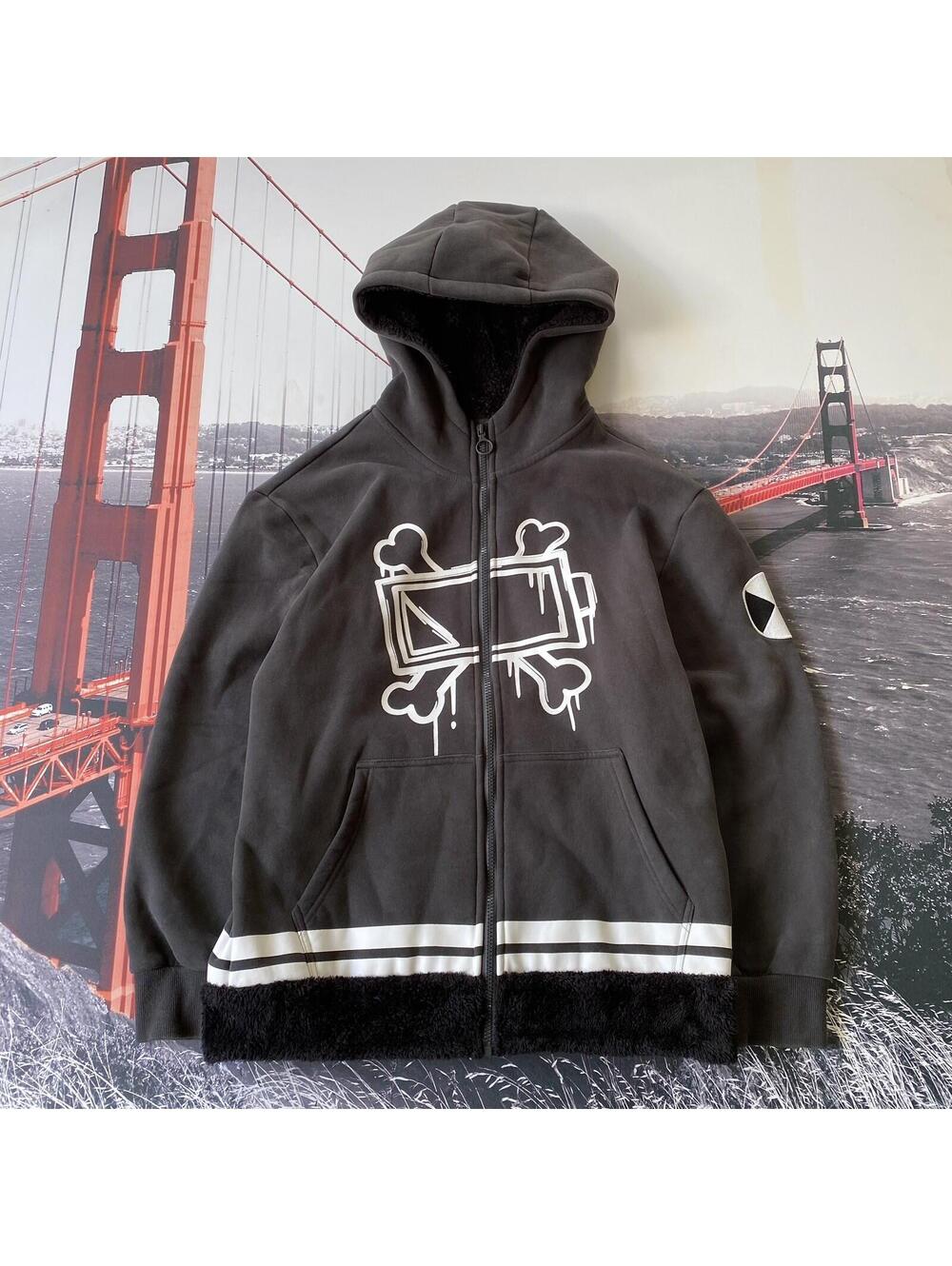 Murder Drones Uzi Hoodie Gray Full Zip Jacket Size Medium Glitch Productions